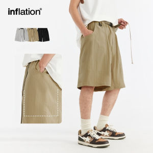 INFLATION Brand Men Youth Large Pocket Functional Shorts 2025 Summer New Trendy Brand Loose Solid Color Work Pants Casual Capris