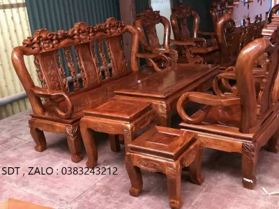 bàn ghế phòng khách gỗ lim