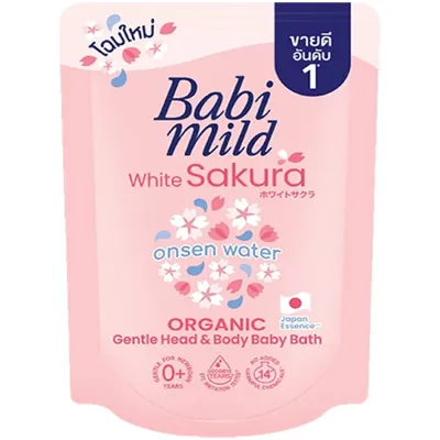 ครีมอาบน้ำ สระผม เด็ก เบบี้มายด์ สีชมพู BabiMild Bioganic 350ML อาบน้ำเด็ก BabyMild อาบเด็ก สูตร ไวท์ซากุระ ขนาด 350 มล.