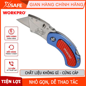 Dao gấp tiện ích mini có lưỡi cắt gấp gọn mở nhanh bằng nhôm Workpro - WP211005