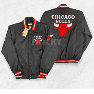 HOCKY Jaket Bomber Varsity Basketball Chicago Bulls Putih Full Bordir Taslan Premium