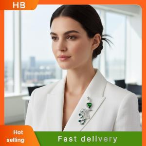 HB 1Pcs Exquisite Peacock Rhinestone Brooch For Women Clothing Coat Accessories Gifts