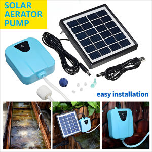 ApeaxFortis-Oxygen Pump Solar USB Charged 2L/min Quiet Aerator with Air Stone for Fish Pond Fishing Livewell Aquarium Koi Pond Portable Water Oxygenator No Electricity Needed