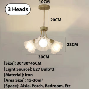 Six Heads Flower Ceiling Light Gold Chandelier for Living Room Bedroom Hotel Study Room Pendant Light