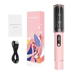 แปรงที่ยืดผมตรงไร้สายทำความร้อนเร็ว5เกียร์ปรับอุณหภูมิ USB ผมตรงหวีแบบชาร์จไฟได้