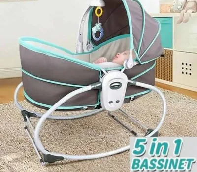 Mambo Baby Rocker Bassinet with Music and Soothing Vibration with 3 Level Adjustable Seat Portable Baby Rocker Chair