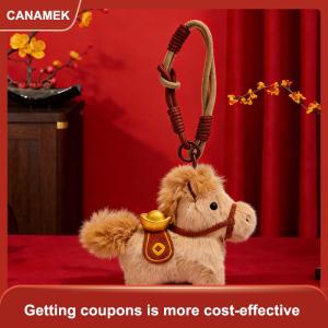 【CANAMEK】 Móc khóa nhung dễ thương hình năm mới mặt dây chuyền búp bê tượng nhỏ hình ngựa