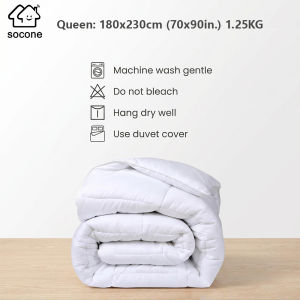 Socone Plain White Single Double Queen King Comforter Duvet Filler With Zipper Bag 4619