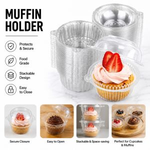 100pcs Clear Clamshell Cupcake Dome Burger Box Mini Cake container muffin holder packaging