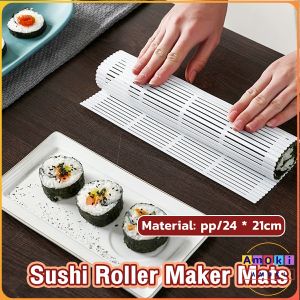 AmoKi Diy Washable Reusable Portable Sushi Roller Maker Mats Nori Rice ball Mold Tool