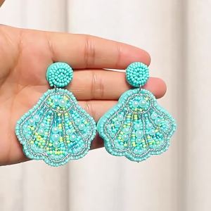 AENSOA Bohemian Starfish Lobster Conch Seed Bead Drop Earrings for Women Handmade Ocean Animal Earrings Summer Beach Jewelry