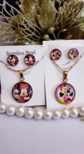 Titanium Set Perhiasan Anak Set Kalung dan Anting 91922b