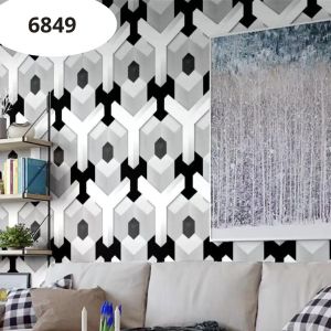 Wallpaper Dinding Wallpaper Sticker Ruang Tamu Motif Hexagonal 3D Panjang 8 Meter X 45 Cm