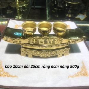 Bộ ngai 3 chén ban thần tài chất liệu bằng đông vàng hàng cao cấp MS550