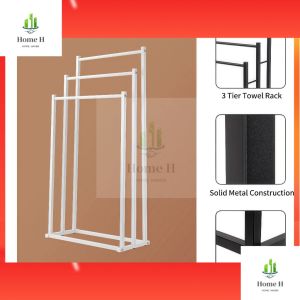 Standing Towel Rack 3-Tier with Wheels Bath Towel Rack Light Luxury Rack Stylish Durable Clothes/Towels for Bathroom Bedroom 毛巾架