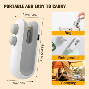 2in1 USB Rechargeable Bag Sealer Mini Bag Sealer for Plastic Snack Bags Portable Plastic Bag Sealer