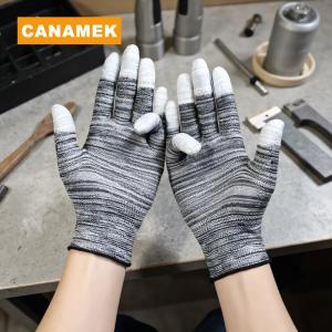 【CANAMEK】 12 Pairs Car Vinyl Wrap Gloves Polyester PU Coated Fingertip Anti-Static Gloves Dust-Free Window Tint Working Gloves