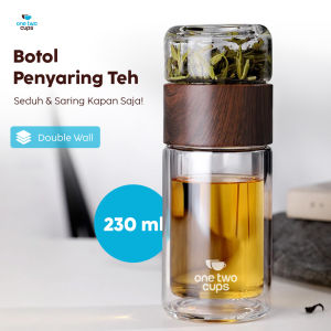 TERMURAH! One Two Cups Botol Minum Kaca Penyaring Teh Double Wall Kapasitas 230ml