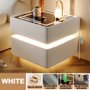 Light luxury Modern smart bedside table Bedroom bedside table Wireless charging Bluetooth speaker tri-color light with sensor light