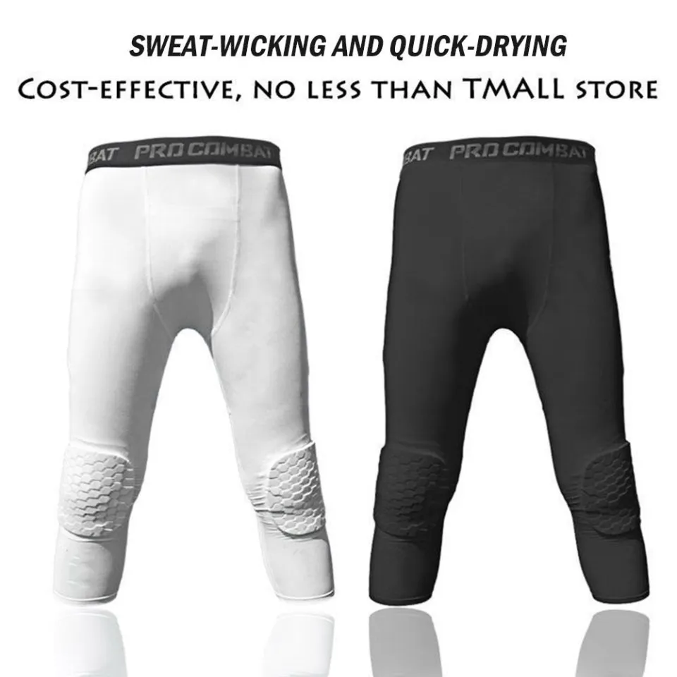 Men's Compression Anti-Collision Basketball Shorts Fitness Training 3/4  Leggings With Knee Pads Protector | Shopee Malaysia