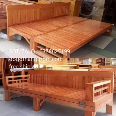 giường ghế gấp gỗ xoan đào 1m21m61m8 phòng khách phòng ngủ