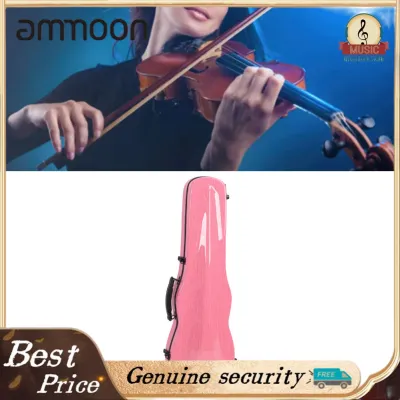 ammoon Violin Case Violin Box Sturdy Carbon Fiber Lightweight Soft Velvet Interior with Hygrometer for Outdoor