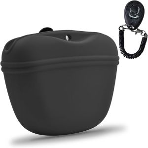 AUDWUD Silicone Dog Treat PouchWith Dog Training ClickerClip on Portable Training ContainerConvenient Magnetic Buckle Closing and Waist Clip
