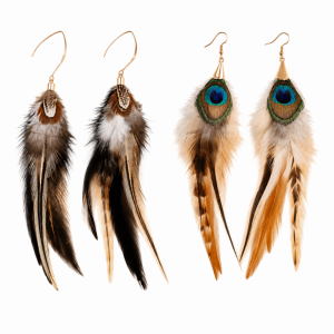 PURETEN Ethnic Long Feather Dangle Earrings Jewelry Boho Pea Tassel Earrings Exaggerate Hanging Long Tassel Feather Earrings Womens Earrings