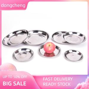 dongcheng Camping Round 14-26cm Dia Stainless Steel Tableware Dinner Plate Food Container
