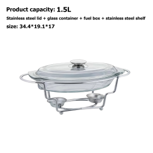XINHONG Round Food Warmer 4L Shaved Glass Buffet Set with Lid and Stainless Steel Stand for Buffet Weddings Parties Banquets Catering Events Silver
