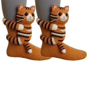 GAVINMK Hand Crocheted 3D Knit Animal Socks Cartoon Animal Shape Non-Slip Thermal Floor Socks Creative Thickened Cute Warm Socks Christmas Season
