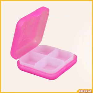 Nurm 4 Slot Medicine Box Mini Storage Box Colourful Family First Aid Drug Box Organiser