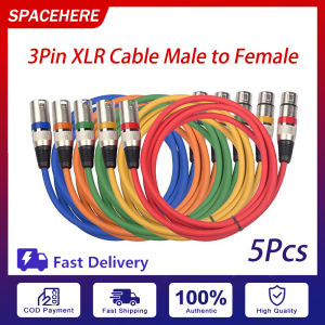 BABEDUO 5pcs 3Pin XLR Cable Male to Female M/F Foil+Braided Shielded Audio Cable Extension Cord | Xlr Cable Male to Female | Xlr Male and Female Connector | Audio Line Speaker