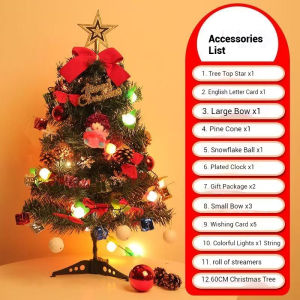 Christmas tree decoration ornaments with glowing colored lights luxurious 60cm small set