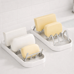 Stainless Steel W Shaped Soap Holder 2/3 Grids Non-slip Soap Storage Rack Creative Space Saving Soap Stand for Kitchen