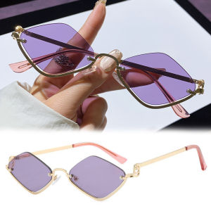 Nửa Gọng Kính retro nhỏ Khung kính râm gọng kim loại cho Nam Nữ kim cương hình Ins thời trang chống tia cực tím ngoài trời đầy màu sắc Kính