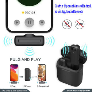 Micro thu âm không dây chống ồn chủ động J11 Full box kèm hộp đựng micro thu âm 20m cắm trực tiếp vào chân điện thoại