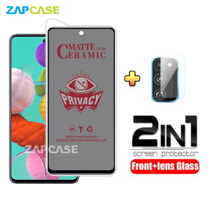 PAKET 2in1 Anti Gores Layar Privacy Samsung A51 Free Tempered Glass Camera Lens