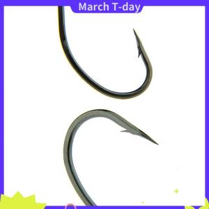 March 100Pcs Ống Đóng Hộp Maruse Móc Màu Đen Cao Carbon Thép Coon Và Câu Cá Biển Móc Với Vòng Và Dây Thép gai