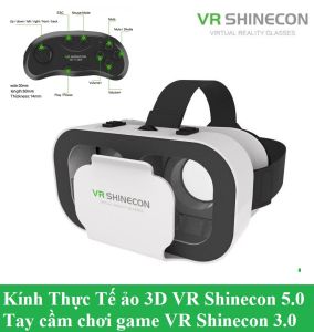 Kính xem phim 3D trên điện thoại VR Shinecon 5.0 Thế Hệ Mới TặngTay cầm chơi game bluetooth 3.0 chất lượng cao