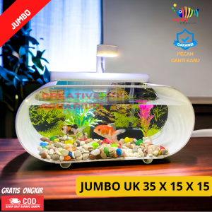 1 Set lengkap aquarium kaca akrilik ukuran Besar 35x15x15 lengkap dengan mesin oxygn dan filter tinggal pakai (JUMBO)