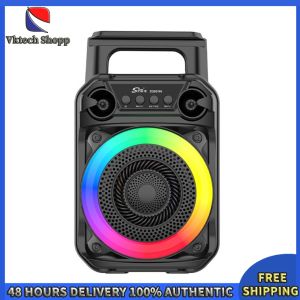 Portable Bluetooth Speakers with Microphone RGB Lights for Outdoor Indoor Karaoke Wireless Sound System