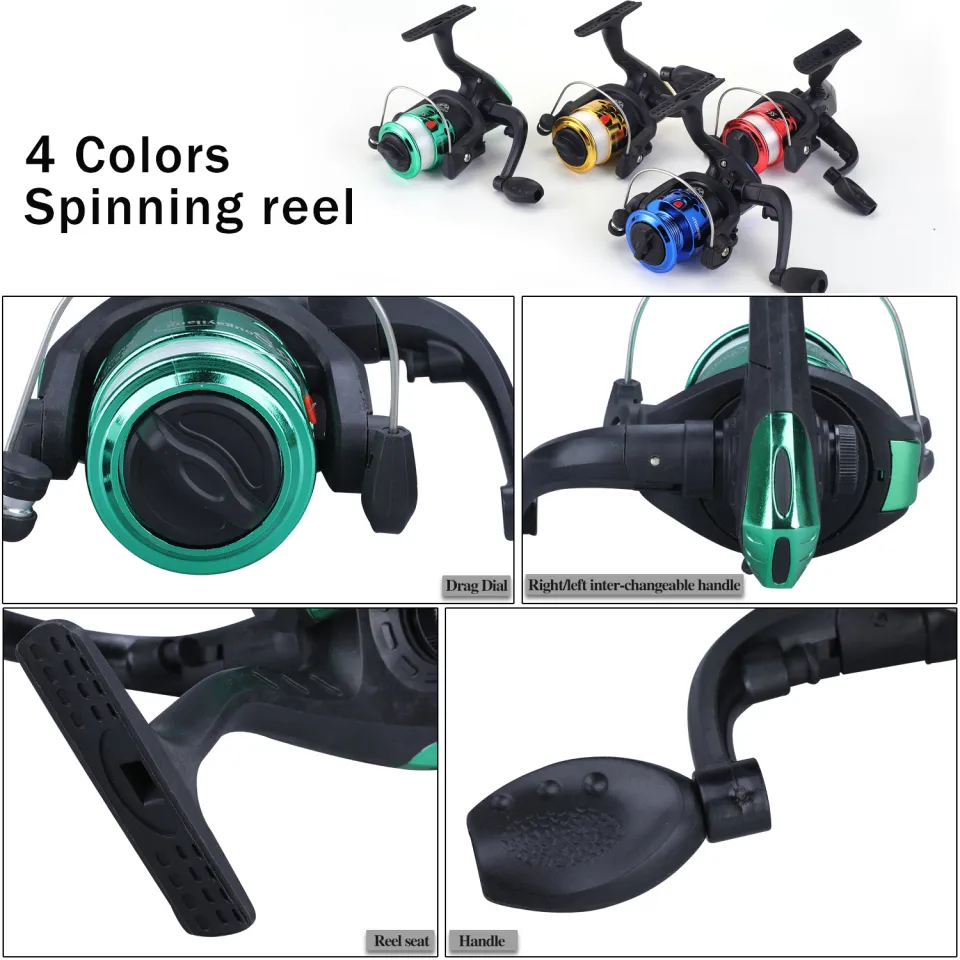 1.8M Fishing Rod Reel Sets 5.2:1 Gear Ratio Spinning Reels Glass Fiber Rods  with Fishing Accessories Fishing Kit