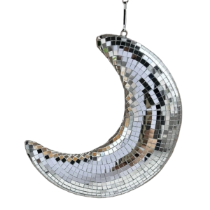 REGISTR Aesthetic Hanging Disco Moon Modern Colorful Moon Mirror Decor Creative Reflective Surface Disco Moon Pendant Lawn Garden