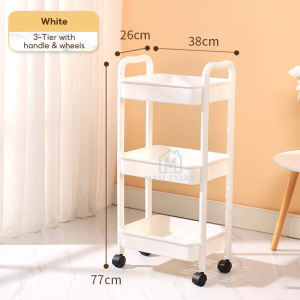 🇸🇬Ready Stock Bathroom Storage Trolley with Wheels PP Rust-Free Slim Cart 3/4 Tier Kitchen Organizer Shelf Multi-Purpose
