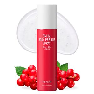 PARNELL AHA Omija Ceramic Body Peeling Spray – AHA BHA PHA Body Exfoliant for Keratosis Pilaris Strawberry Legs Dark Spots & Dead Skin Remover – Exfoliant Body Mist for Rough Skin 4.60 fl.oz