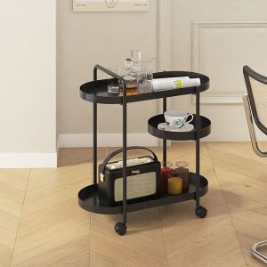 LZD  Sofa Side Table Mobile Net Red Cream Style Living Room Trolley Double-Layer Storage Rack Creative  Coffee Table with Wheels