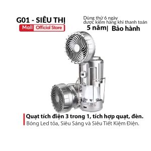 Đèn LED đèn năng lượng mặt trời đa năng 3 trong 1 đèn trại tích hợp quạt sạc điện thoại tiện lợi đa năng