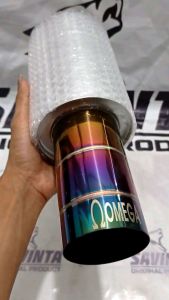 Knalpot Mobil Omega Bass Kering Ujung Stainles Pelangi Inlet 2inc