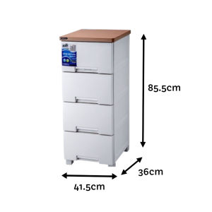 Tutusbaby Minimalist Wooden Top Storage Drawer Cabinet with Built In Child Lock (41.5cm length) (4 & 5 Tiers)